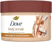 Dove 多芬 去角質身體磨砂膏,絲滑光滑皮膚,棕糖和椰子油身體磨砂膏,去角質和恢復皮膚天然營養素,10 盎司