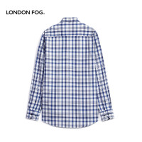 LONDON FOG 男装商务休闲长袖衬衫8505领衬棉兔绒磨毛色织格子单袋衬衣
