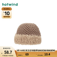 热风冬季女士拼接毛线帽 02棕色 F