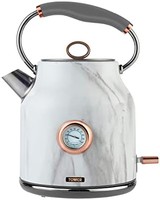 TOWER Bottega T10020WMRG燒水壺，帶溫度刻度盤，燒干保護，自動關閉，3000 W，1.7升，大理石玫瑰金