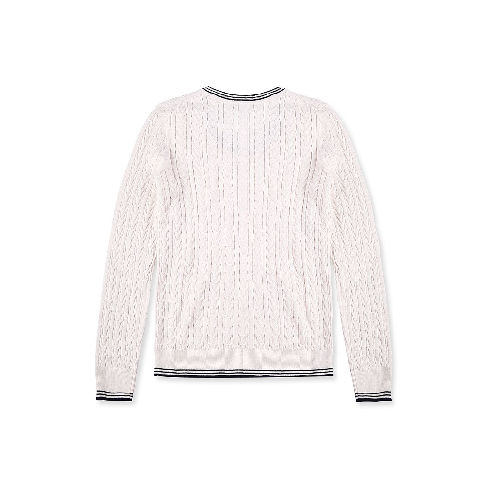 香港Tommy 女士细麻花纹圆领毛衫76A6105