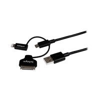 StarTech.com Micro USB闪电数据线3合1支持iPhone/Android 1米黑