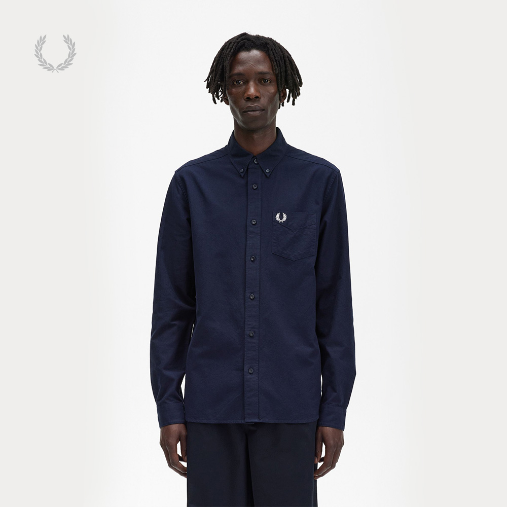 FRED PERRY 男士长袖衬衫休闲优质纯棉刺绣上衣M5516