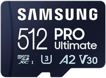 Samsung 三星 PRO Ultimate microSD 存储卡(MB-MY512SA/WW),512 GB,UHS-I U3,全高清 & 4K 超高清,200 MB / 秒读取,130 MB / 秒写入,适用于智能手机,无人机或运动相机,包括 SD 适配器