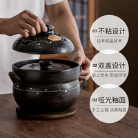 Hatsuichi 日本萬古燒砂鍋家用煲粥燉鍋煲仔飯煲湯小森林土鍋