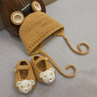 R'L'K rlk宝宝鞋子帽子婴儿套装diy材料包手工钩针编织牛奶棉毛线送教程