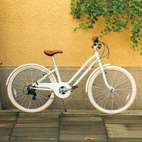迪卡侬（DECATHLON）Elops500通勤自行车女款复古代步变速OVBK 奶油白 24寸6速