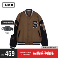 英克斯（inxx）Standby 潮牌撞色拼接棒球服夹克短外套XMD4141745 咖啡色 L