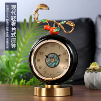 汉时（Hense）现代轻奢陶瓷座钟创意珐琅彩装饰时钟桌面台式时钟桌钟台钟HD6013 黑色