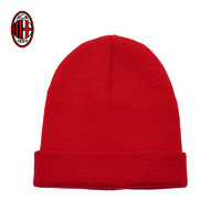 AC米兰队徽系列毛线帽冬季中国红针织帽 红色