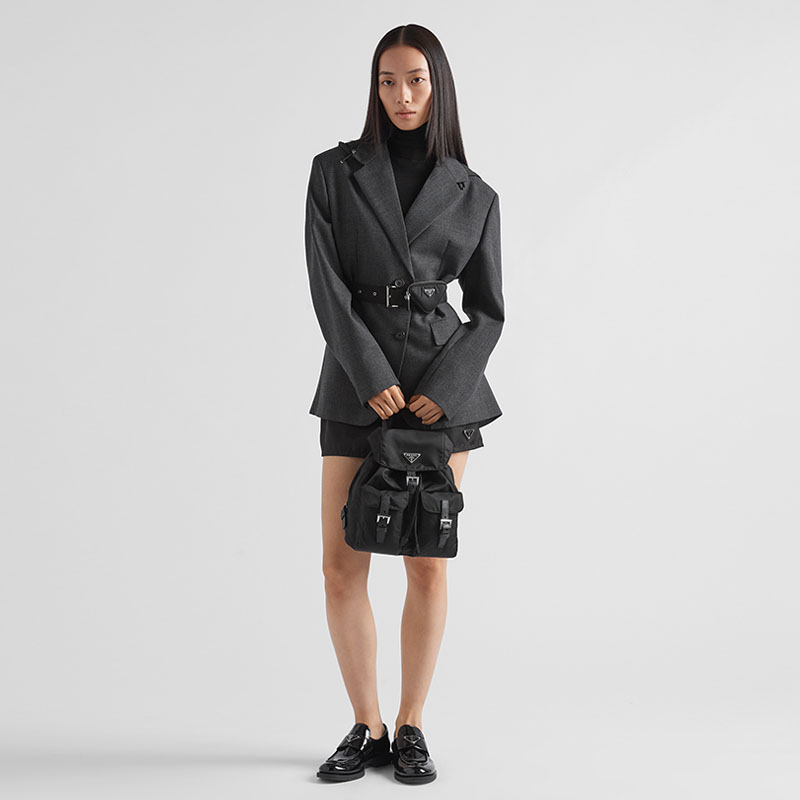 Prada/普拉达女士再生尼龙小号双肩包背包