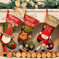 迷饰 圣诞节袜子礼物袋大号儿童幼儿园礼品老人雪人糖果袋场景装饰布置