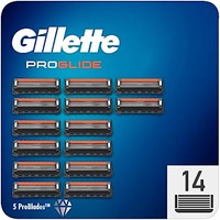 Gillette 吉列 Fusion 5 ProGlide 剃刀刀片,带修剪器, 精密修剪 Glide 涂层,14 个替换刀片