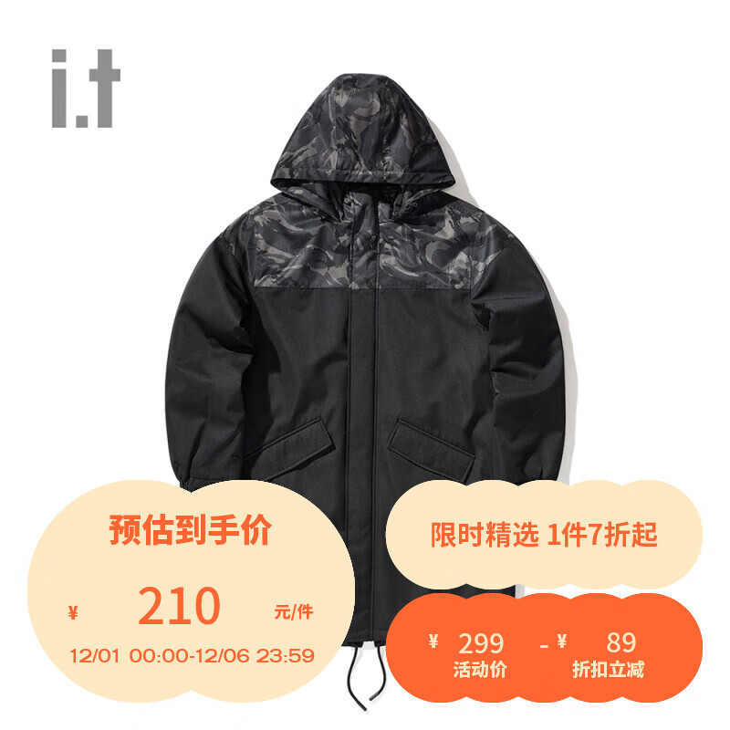 UNDER GARDEN it 款长棉服夹克外套冬季连帽拼接7082MAD BKX/黑色 M