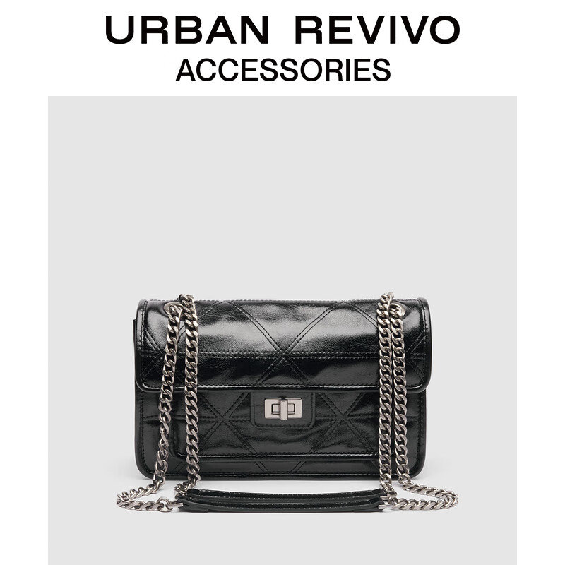 URBAN REVIVO季女士时尚百搭腋下斜挎流浪包UAWB32126 黑色