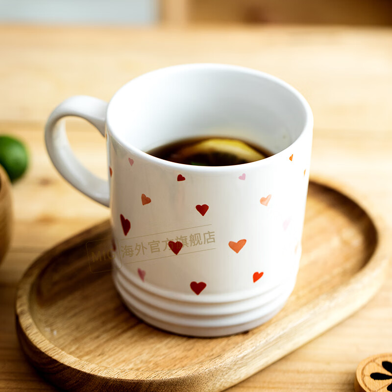 LE CREUSET 酷彩 马克杯陶瓷咖啡杯心形图案茶杯水杯 350ml 限量版