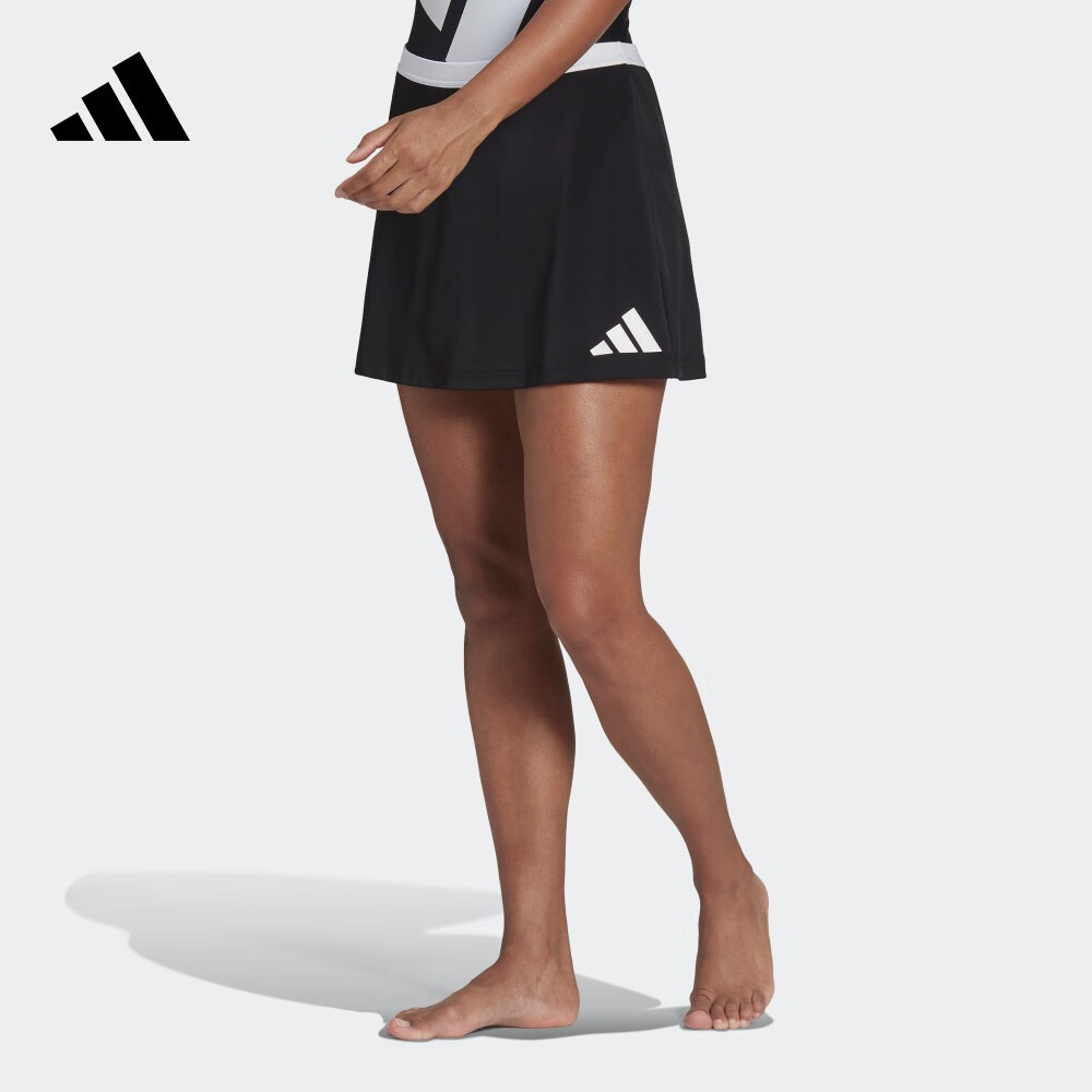 adidas 阿迪达斯 女装游泳运动A字短裙HB6872 黑色/白 A/M