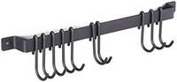 Wallniture 美食厨房导轨带 10 个挂钩,壁挂式锻铁悬挂餐具架,黑色 43.18 厘米