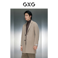 GXG 男装 商场同款多色提花全羊毛长大衣 23年冬季GEX12627104 卡其色 170/M