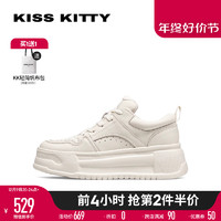 Kiss Kitty KISSKITTY2024春季新款超轻小白鞋厚底增高板鞋面包鞋运动休闲鞋