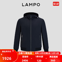 蓝豹（LAMPO）秋季商务休闲夹克男士可脱卸帽素面夹克外套 黑色 46