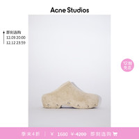 Acne Studios【季末4折起】 女士粗花呢毛绒铆钉木屐勃肯鞋单鞋AD0487 米色 37