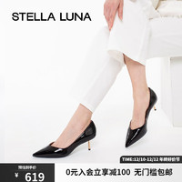 STELLA LUNA 女鞋女鞋高跟鞋女尖头细跟通勤时尚单鞋婚鞋 99黑色（牛皮） 35 偏大半码