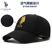 us polo assn 保罗棒球帽夏季速干网眼轻薄透气帽子男女户外遮阳防晒鸭舌帽黑色