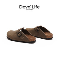 Devo 的沃 软木拖鞋女休闲包头半包半拖套脚时尚复古日系文艺3624