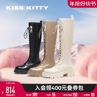 Kiss Kitty 白鹿同款 KISSKITTY2023秋冬新款长筒靴女厚底增高皮靴甜酷骑士靴