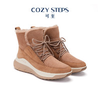 COZY STEPS 可至女雪地靴圆头真皮冬季休闲棉鞋厚底皮毛一体软靴子