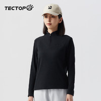 探拓（TECTOP）抓绒衣女户外防风保暖立领柔软舒适  46ZR 经典黑 XL