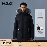 Mackage 摩登专致系列-男士EDWARD可拆卸毛领连帽派克羽绒服 黑色/银色毛 42