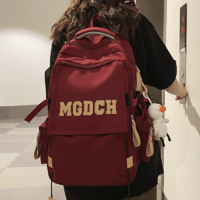 Double Star 雙星 書包初中生女高中大學生雙肩包背包潮流大容量運動簡約電腦包 紅色