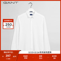 GANT甘特男士时尚简约舒适纯色气质商务休闲长袖衬衫|3002562 110白色 L