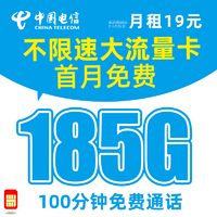 中國電信 千湖卡 19元月租（185G全國流量+100分鐘通話+自動續約+長期有效）值友贈20E