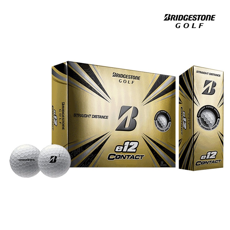BRIDGESTONE普利司通 进口高尔夫球e12 Contact White三层高尔球 白色1盒