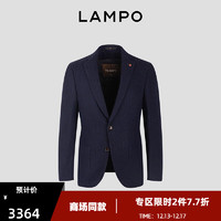 LAMPO 蓝豹 秋冬商务斜纹休闲西服男士绵羊毛鹅绒内胆款西装单西外套 深蓝色 52