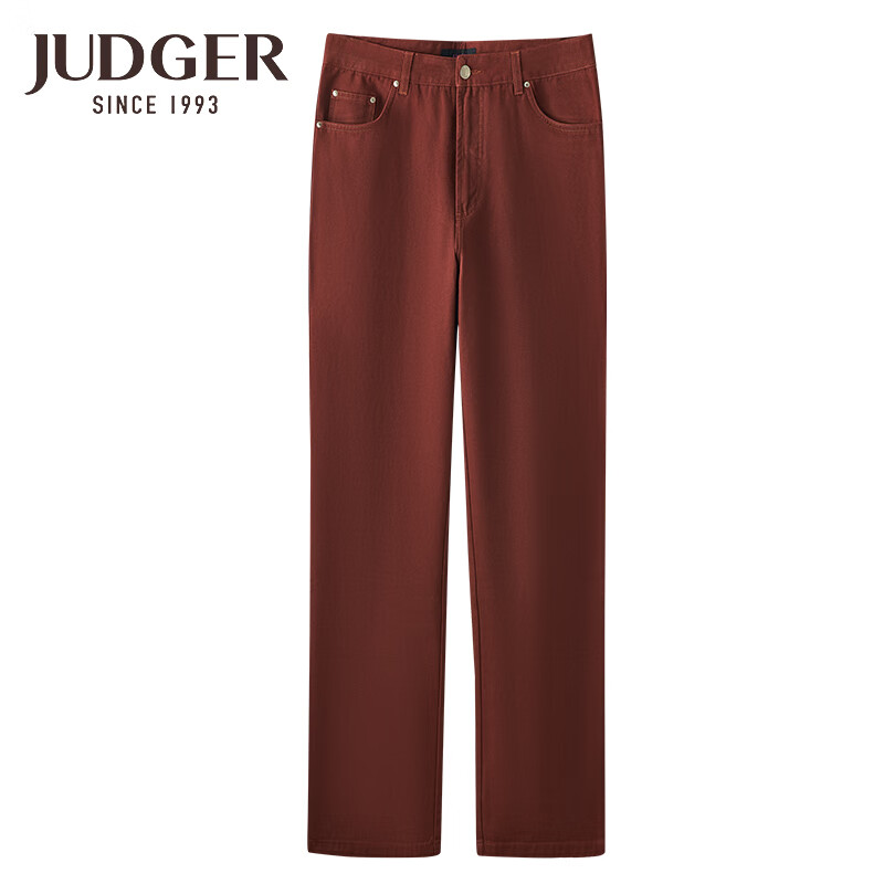 庄吉（Judger）冬季厚款男士纯棉裤子宽松大码直筒休闲裤 栗色 076A净腰围74厘米