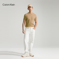 Calvin Klein Jeans24春季男士层叠字母休闲垂顺丝光棉短袖T恤J325019 PF2-卡其 L