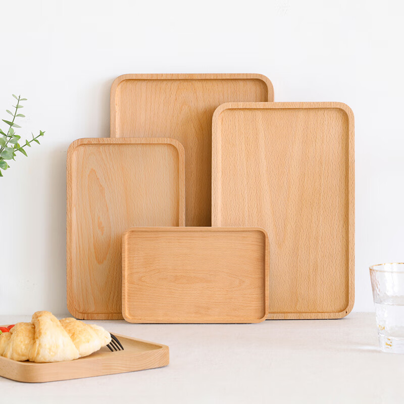 原始原素全实木餐边柜收纳柜小托盘实木餐边托盘原木色中号