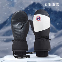 Move iron 魔輪 冬季滑雪手套戶外運動保暖騎行手套加絨加厚防風防寒觸屏手套黑白