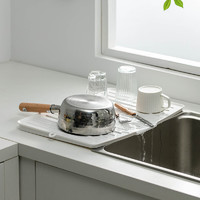 阿司倍鹭（ASVEL）日本沥水盘厨房水槽沥水架托盘收纳置物水池碗碟滤水架收纳盘 大号-白色
