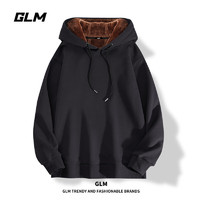 GLM 森马集团品牌连帽卫衣男冬季加绒款户外保暖潮牌休闲男生大码外套 GL纯色 XL
