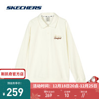斯凯奇（Skechers）男女同款针织翻领卫衣L323U108 棉花糖白/0074 XS