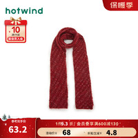 热风冬季女士混色针织围巾 18酒红 F