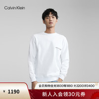 Calvin Klein  Jeans24春季男潮流休闲涂鸦字母印花纯棉圆领卫衣J325059 YAF-月光白 M