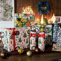 極度空間 圣誕節禮物包裝紙鮮花束圣誕節裝飾紙禮盒禮品包裝紙5張5米絲帶