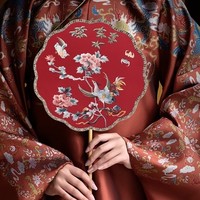 韻彩繡藝 中式 雙面繡 百年好合+鳳求凰 喜扇 團扇