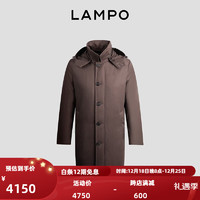 蓝豹（LAMPO）商务休闲鹅绒保暖防风桃皮绒羽绒服中长款商务外套 深米色 46